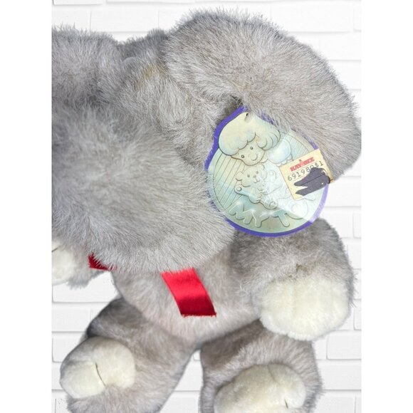 Vintage 90's Gray Elephant Plush With Red Bow Cozy Soft Stuffed Animal - Picture 5 of 9